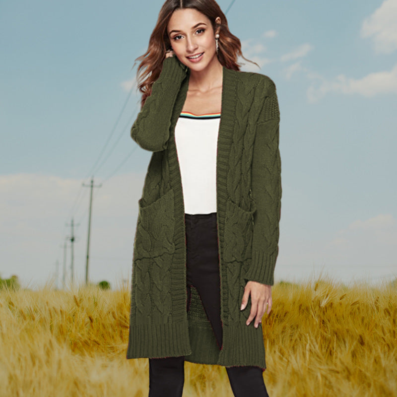 Damen Strickmantel mit voluminösen Ärmeln und praktischen Taschen R&B