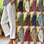 Damen nan lässige Cropped-Hose mit geradem Bein, dezenter Bügelfalte und seitlichen Eingrifftaschen R&B