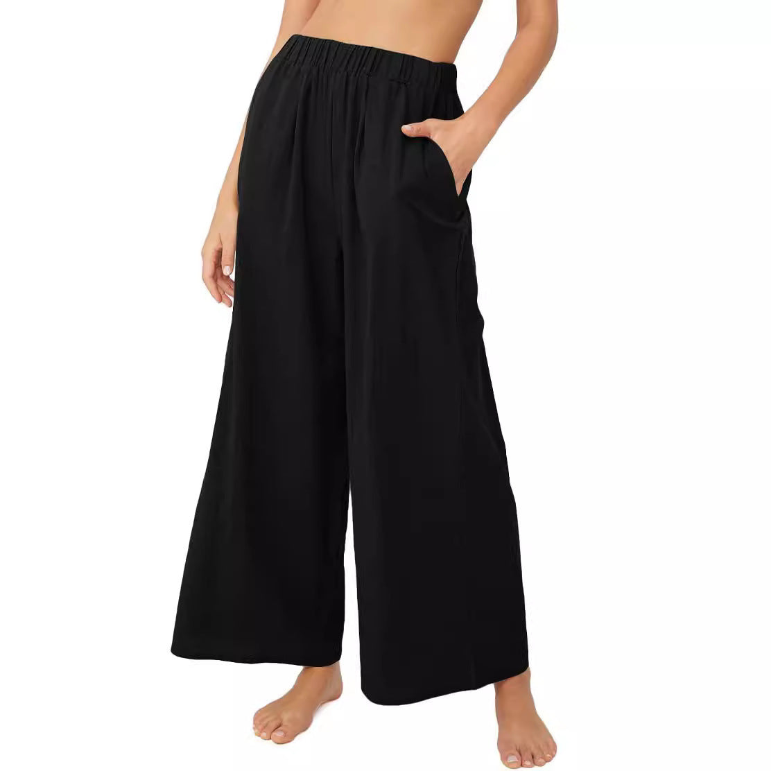 Damen Weit geschnittene Sommerhose mit elastischem Bund und praktischen Seitentaschen R&B