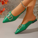Damen elegante Mules mit modischem Goldapplikationsdetail R&B