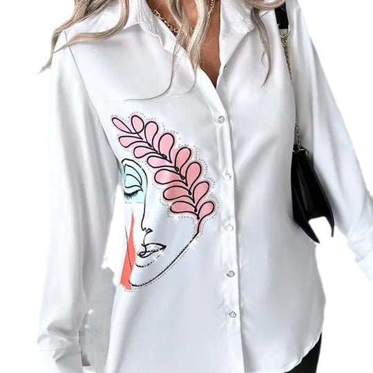 Damen Kunstvolle Bluse mit einzigartigem Grafikdruck R&B