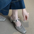 Damen modische Slingback-Pumps mit geflochtenem Design und modischem Schnallenverschluss R&B