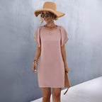 Damen Kurzarmkleid mit voluminösen Rüschendetails und bequemen Schnitt R&B