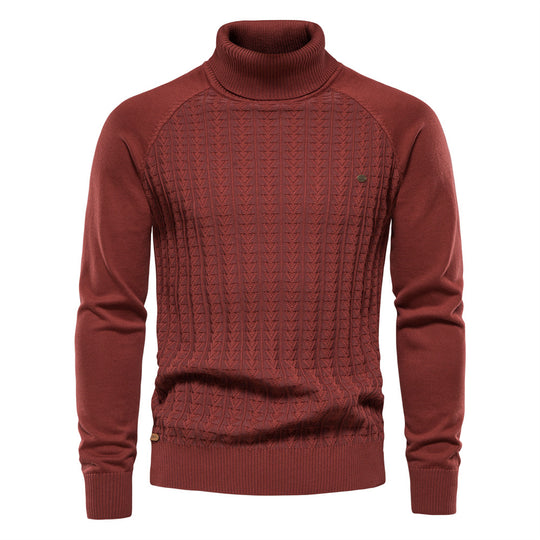 Herren Rollkragenpullover mit strukturiertem Muster R&B