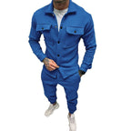 Herren nan Overshirt- und Jogginghose-Set mit aufgesetzten Klappentaschen, ergonomischem Schnitt und elastischem Bund R&B