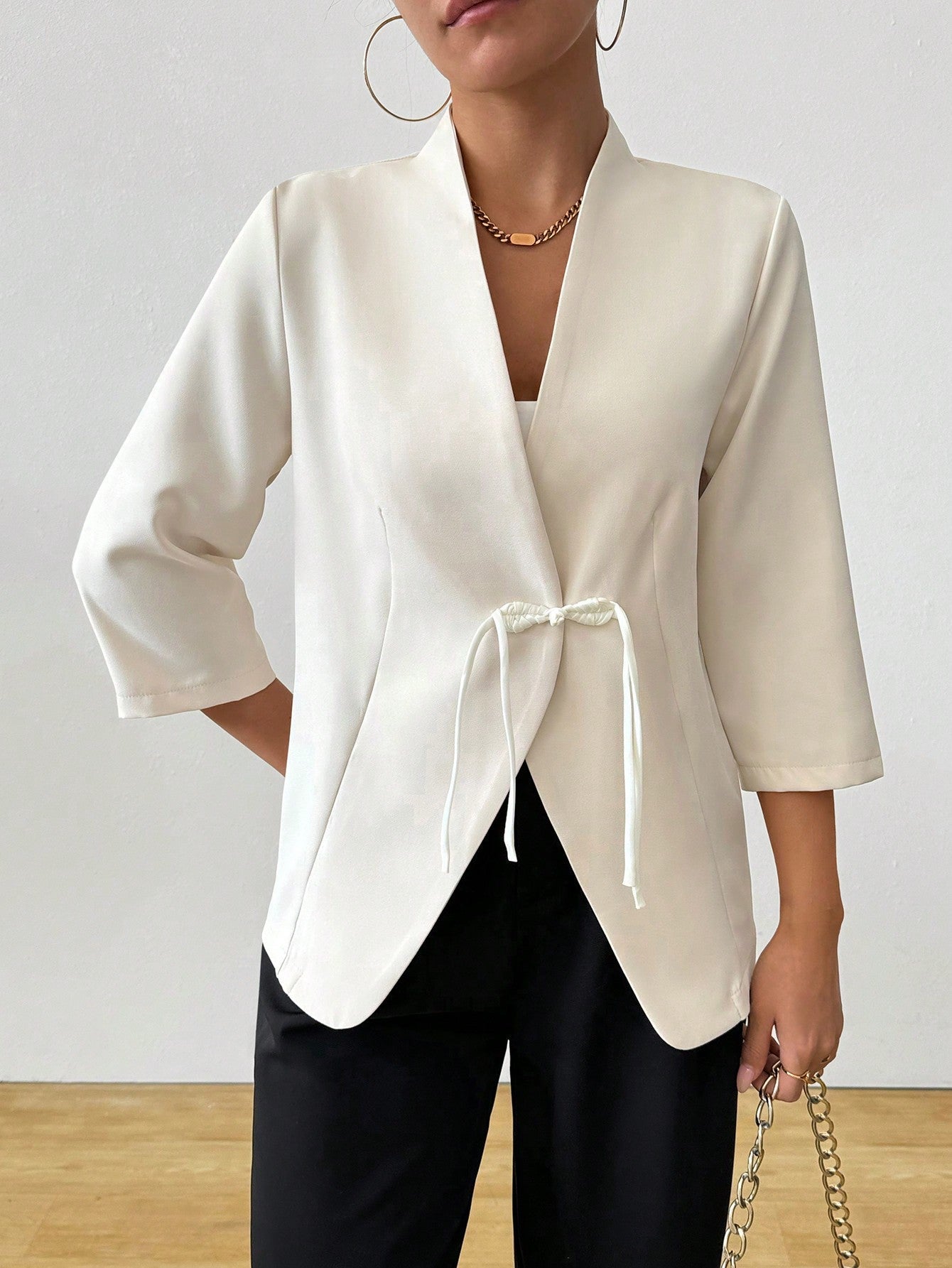 Damen Wickeljacke mit Taillenzug und lässigem Schnitt