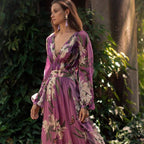 Damen Maxi-Kleid mit floralem Chiffon und elegantem Volant R&B