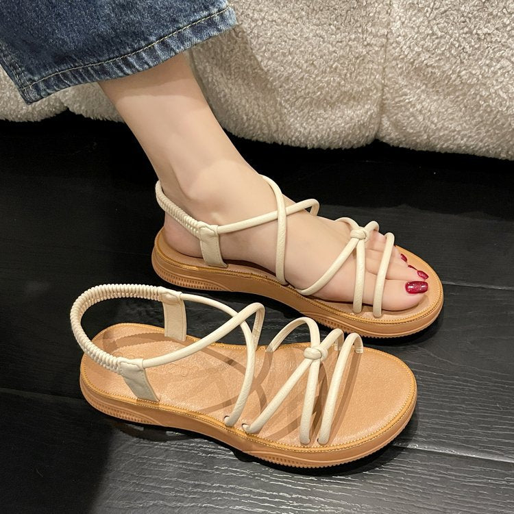 Damen bequeme und luftige Sandalen mit elastischen Riemen R&B