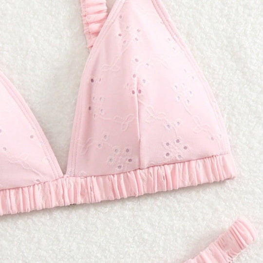 Damen Triangel-Bikini-Set mit verspieltem Rüschendesign R&B