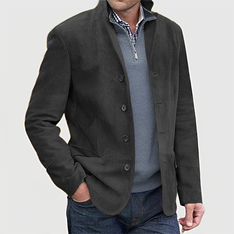Herren Suede-Jacke mit Knopfleiste