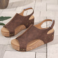 Damen Wedge-Sandalen mit komfortabler Korksohle und modischem Rückwärtsdesign R&B
