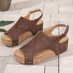 Damen Wedge-Sandalen mit komfortabler Korksohle und modischem Rückwärtsdesign R&B