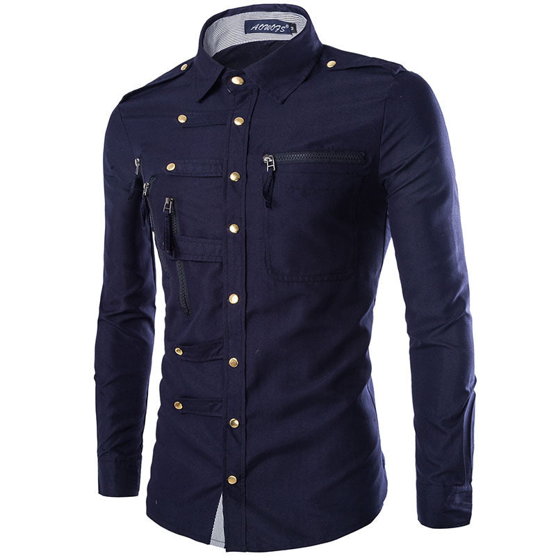 Herren modisches Hemd mit multifunktionalen Taschen und hochwertigem Stoff R&B