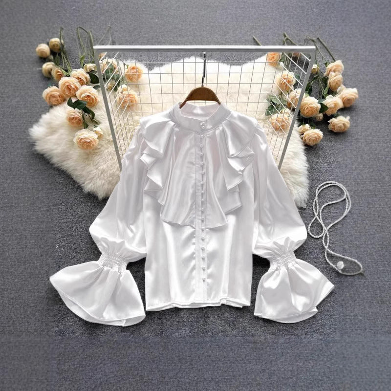 Damen Bluse mit Rüschen und Puffärmeln R&B