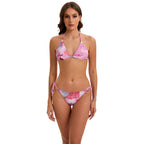 Damen Bikini-Set mit langärmeligem Crop-Top und floralem Design R&B