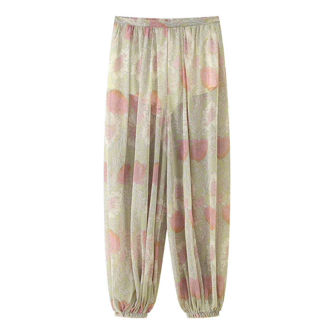 Damen Luftige Palazzo-Hose im floralen Design mit elastischem Bund R&B
