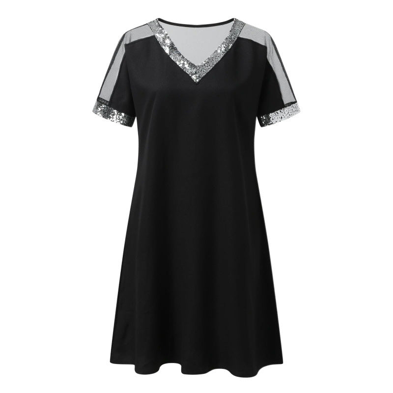 Damen Elegantes Tunika Kleid mit Paillettenbesatz R&B