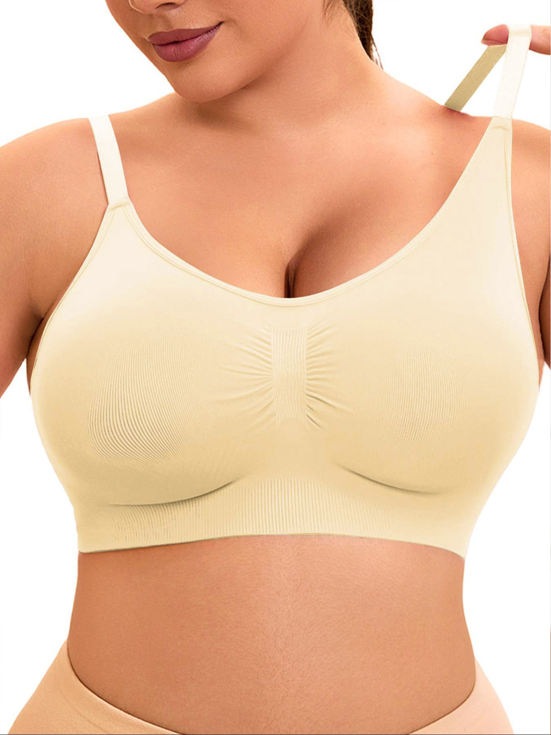 Damen sportlicher Bralette-BH mit nahtloser Passform und elastischem Unterband R&B