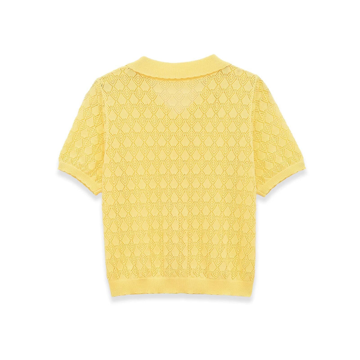 Damen Kurzarmpullover mit luftiger Lochstruktur und elegantem Kragen R&B