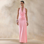 Damen Elegantes Wickel-Maxikleid mit tiefem V-Ausschnitt und schicker Drapierung R&B