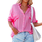 Damen Verspielte Bluse mit Knopfleiste und lässigem Schnitt R&B