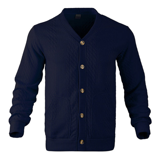 Herren Strickjacke mit V-Ausschnitt und praktischen Taschen R&B
