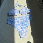 Damen Blumenmuster Bikini-Set mit verstellbaren Trägern R&B
