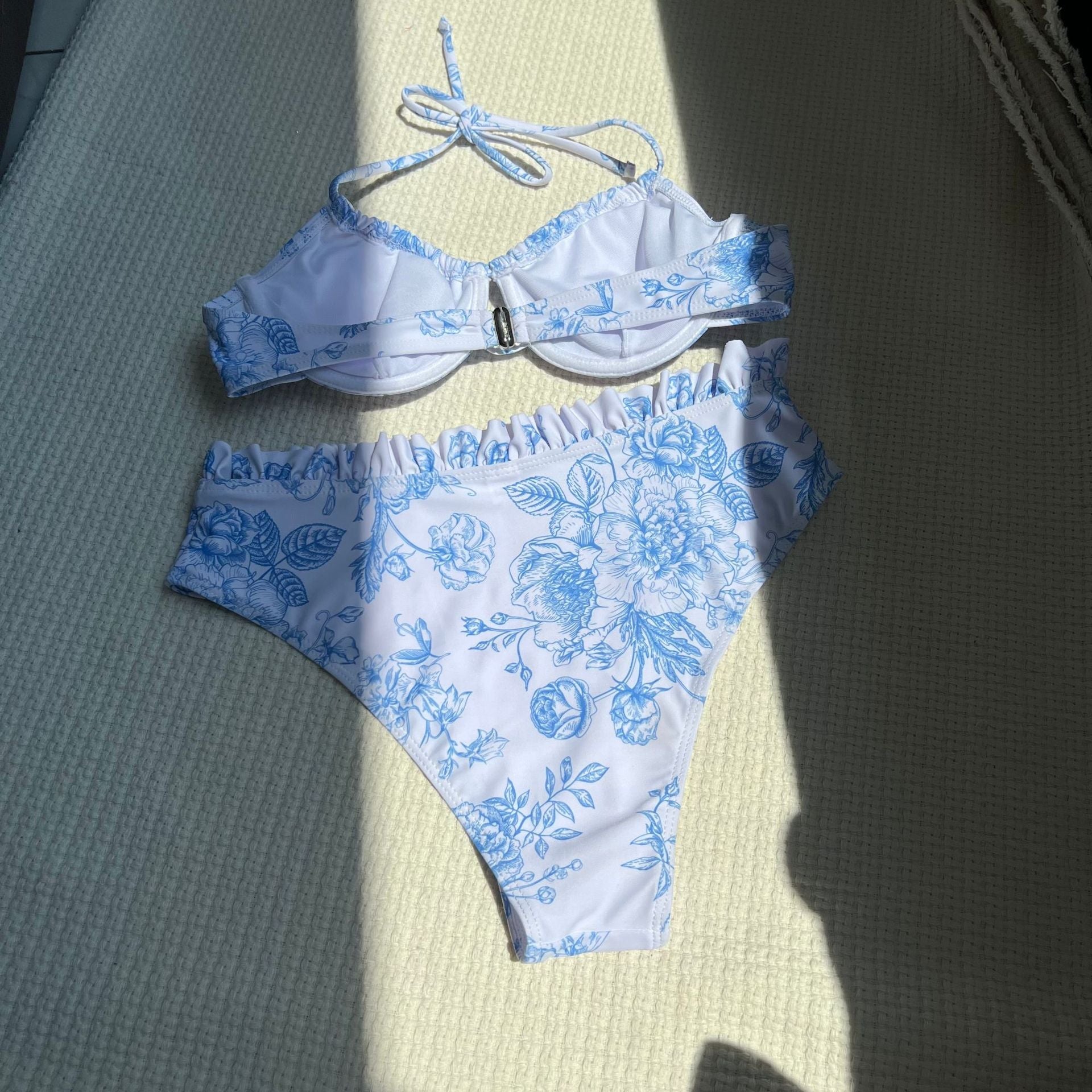 Damen Blumenmuster Bikini-Set mit verstellbaren Trägern R&B