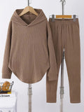 Damen lässiger Sweat-Pulli und -Hose Set mit strukturiertem Design R&B