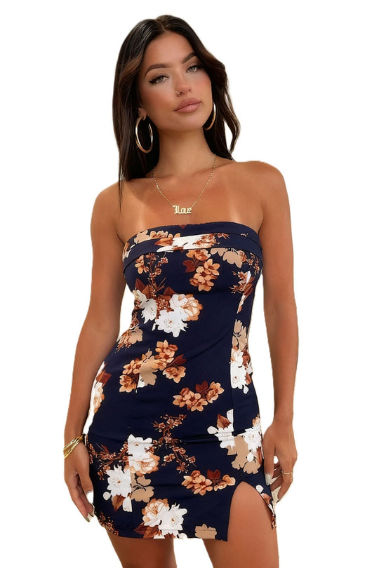 Damen Blumenmuster Minikleid R&B