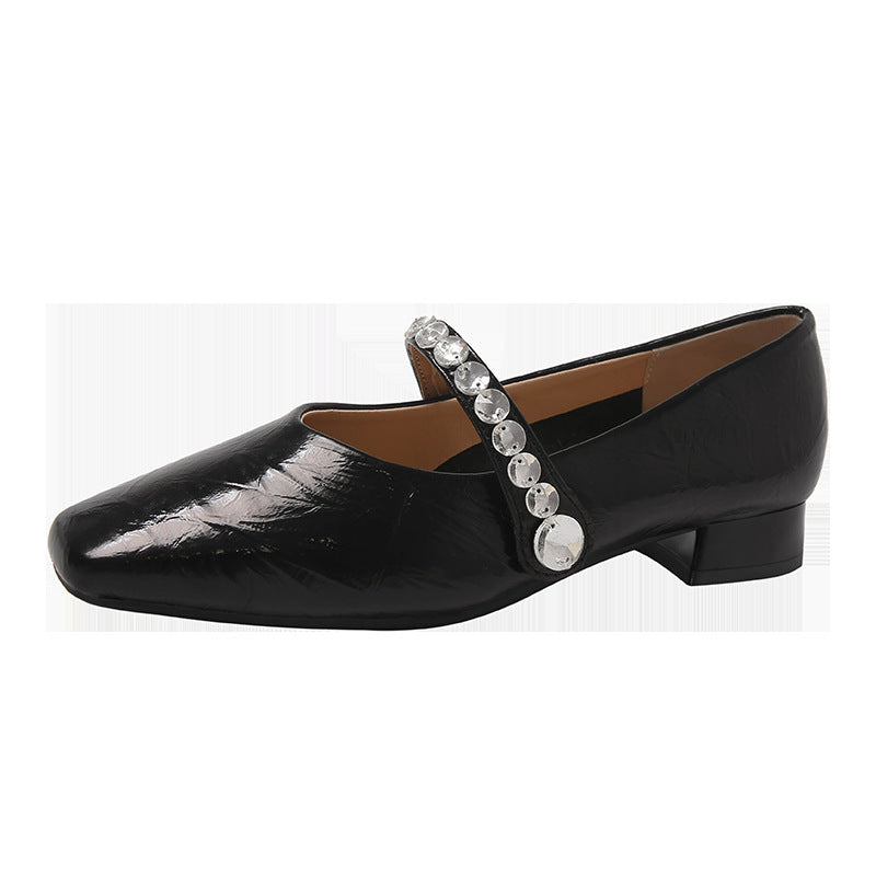 Damen elegante Mary Jane Schuhe mit modischem Riemen und funkelnden Applikationen R&B