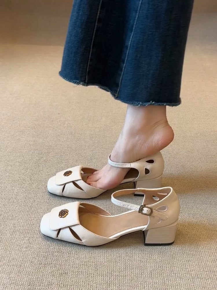 Damen elegante Slingback-Pumps mit modischem Riemchen und komfortablem Blockabsatz R&B