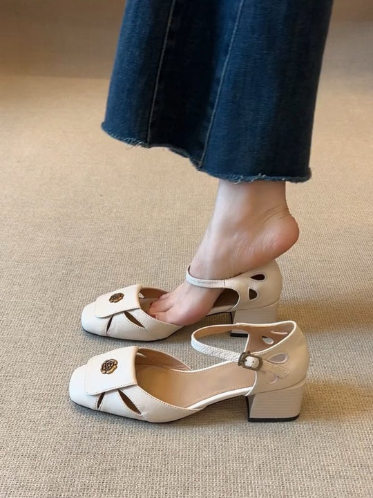 Damen elegante Slingback-Pumps mit modischem Riemchen und komfortablem Blockabsatz R&B