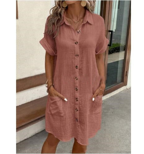Damen Hemdkleid mit Knopfleiste und praktischen Taschen R&B