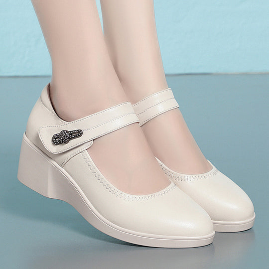 Damen klassischer Mary Jane Pumps mit modischem Riemen und bequemem Blockabsatz R&B