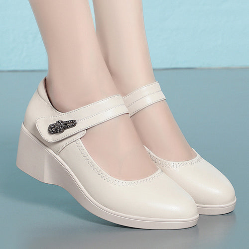 Damen klassischer Mary Jane Pumps mit modischem Riemen und bequemem Blockabsatz R&B