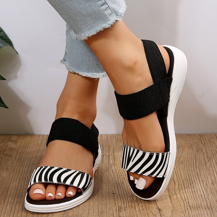 Damen Freizeitsandalen mit elastischen Riemen und rutschfester Sohle R&B
