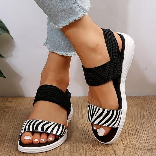 Damen Freizeitsandalen mit elastischen Riemen und rutschfester Sohle R&B