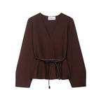 Damen Wickelbluse mit figurbetonendem Design und eleganten Taillenzug R&B