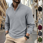 Herren sportlicher Pullover mit Halbreißverschluss und strukturierter Oberfläche R&B