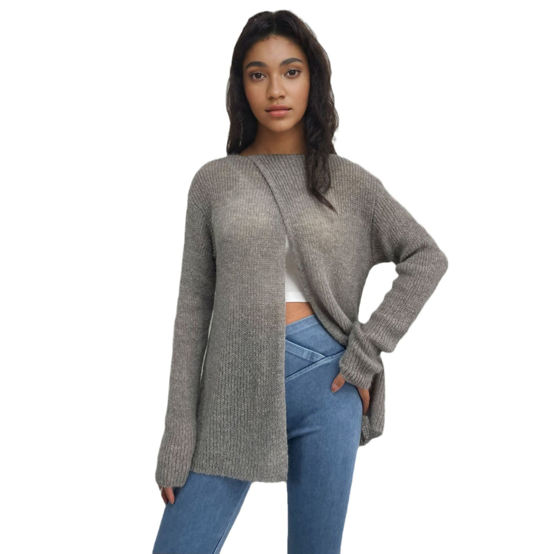Damen luftiger Pullover aus transparenter Strickware R&B