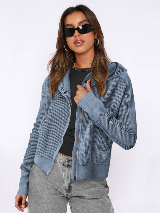 Damen Sportliche Kapuzenjacke aus strukturiertem Material R&B