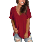 Damen Freizeit V-Ausschnitt T-Shirt R&B