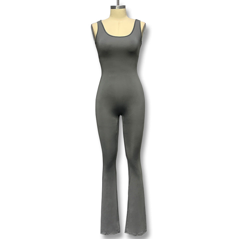 Damen Eleganter Jumpsuit mit figurbetonendem Schnitt und flared Beinen R&B