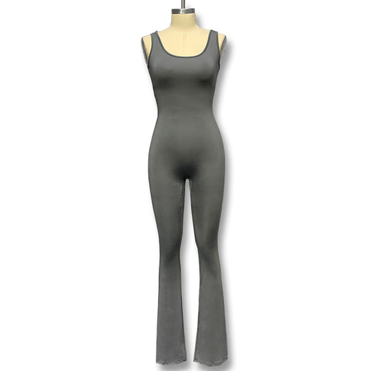 Damen Eleganter Jumpsuit mit figurbetonendem Schnitt und flared Beinen R&B
