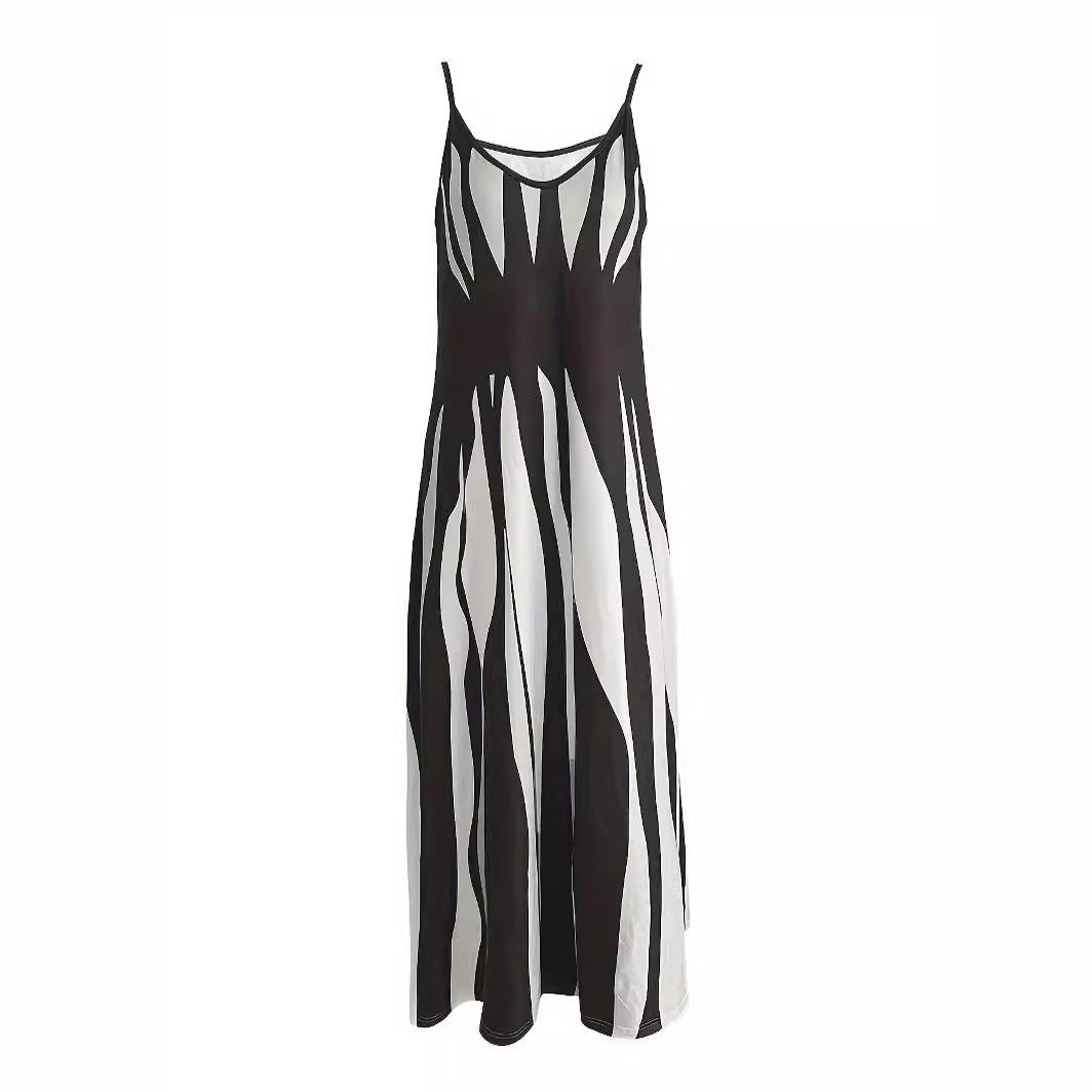 Damen Maxikleid mit modischem Streifendesign R&B