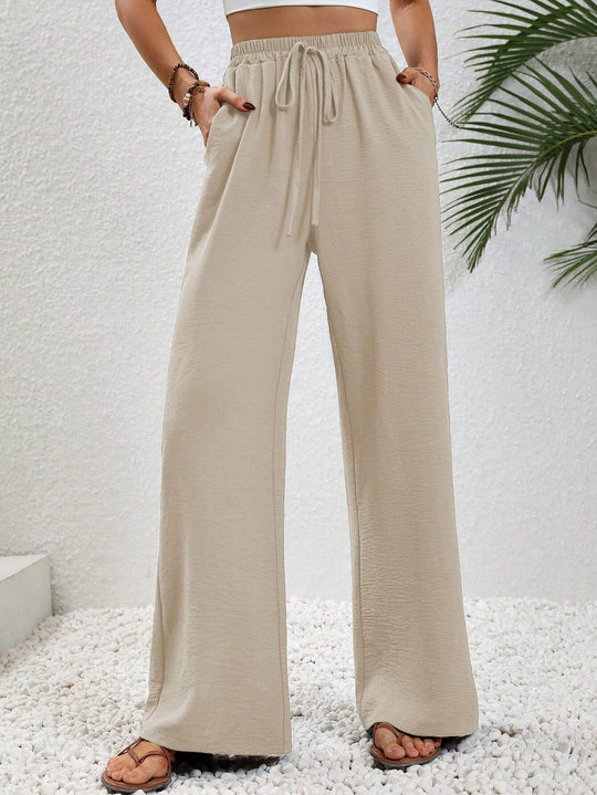 Damen weite Palazzo-Hose mit elastischem Bund und seitlichen Taschen R&B