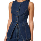Damen Jeansweste mit tailliertem Schnitt und praktischen Taschen R&B