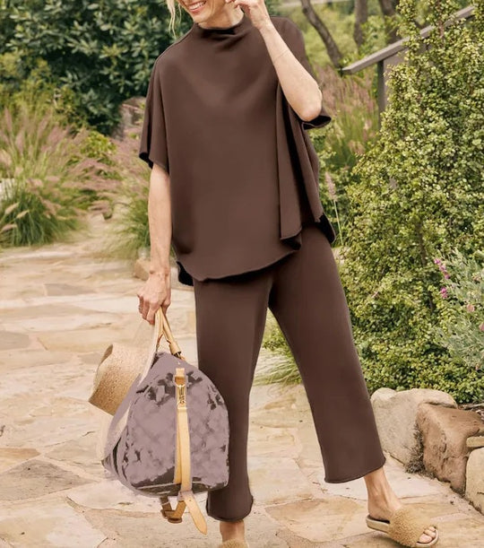 Damen lässiges Lounge-Set mit weit geschnittenem Oberteil und bequemen Hosen R&B
