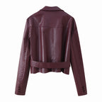 Damen Elegante Kunstlederjacke R&B